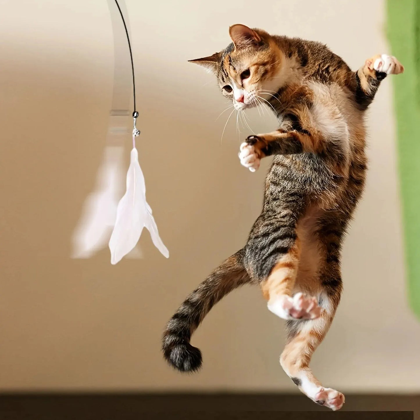 Cat Playmate Feather Wand – Interactive Teaser Toy for Indoor Cats with Suction Cup Mount
